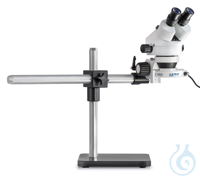 Stereomikroskop-Set Binokular, 0,7-4,5x; Teleskoparm-Ständer (Platte), LED-Ring Bereits...